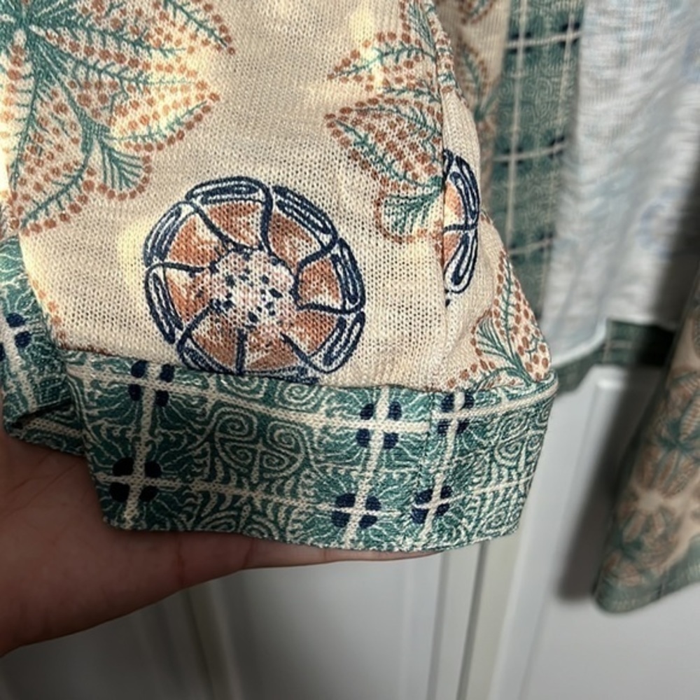 Suzanne Betro Taupe & Arcadia Green Geometric Kimono – Size 4X - Picture 7 of 7